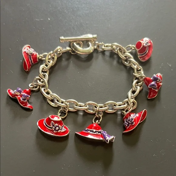 Red Hat Society Charm Bracelet - Picture 1 of 4